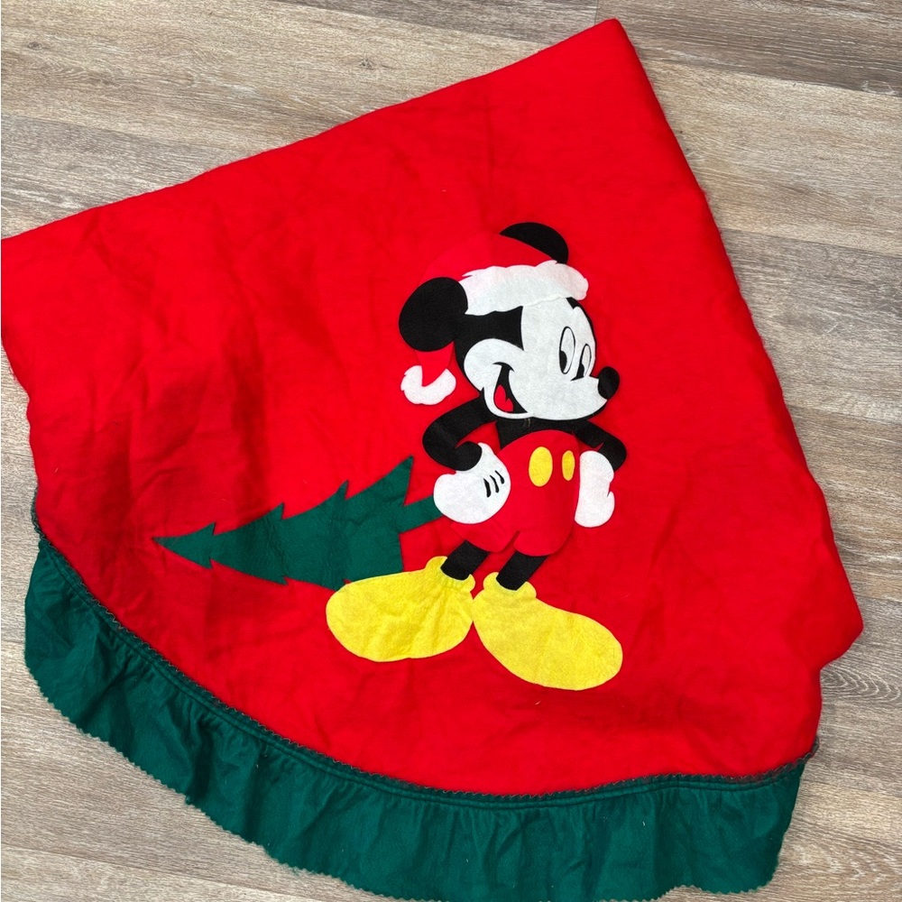 Disney Red and Green Mickey Mouse Holiday Tree Skirt